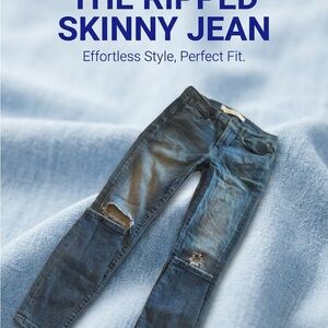 AYR Ripped Knee Skinny Leg W 28 L 30 Medium Wash Blue Denim